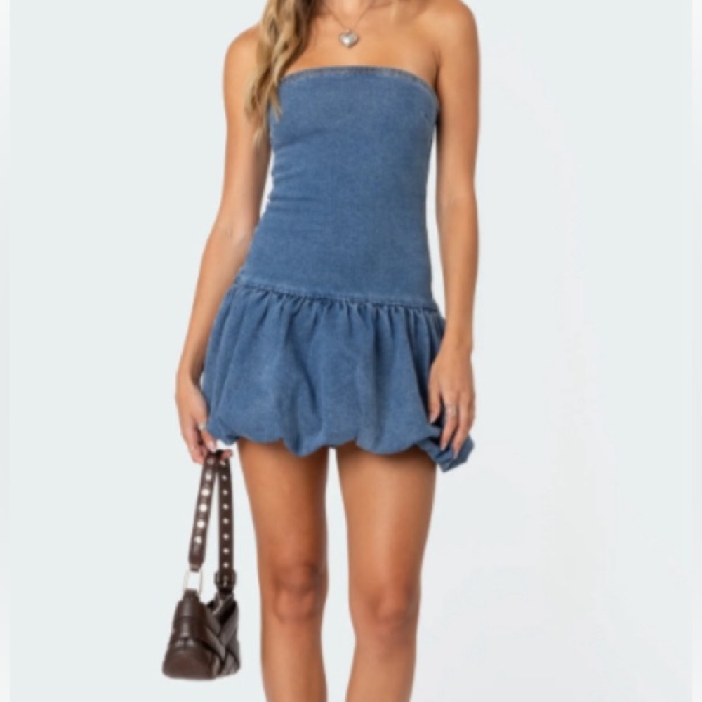 Strapless Blue Denim mini Dress